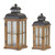 Wooden Candle Lanterns - 19.25" - Brown and Black - Set of 2 - IMAGE 1