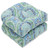 Geometric Tufted Outdoor Patio Wicker Seat Cushions - 19” - Blue and Green - Set of 2 - IMAGE 1