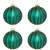 Glittered Ribbed Glass Christmas Ball Ornaments - 3" (75mm) - Green and Gold - 4ct - IMAGE 2