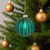 Glittered Ribbed Glass Christmas Ball Ornaments - 3" (75mm) - Green and Gold - 4ct - IMAGE 3