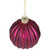 Ribbed Glittered Glass Ball Christmas Ornaments - 3" (75mm) - Maroon - 4ct