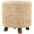 16" Beige Plush Round Footstool Ottoman with Oak Legs - IMAGE 1