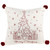 16" White and Red Christmas Tree Embroidered Square Throw Pillow with PomPoms - IMAGE 1