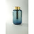 Hand Blown Cylindrical Glass Vase - 12" - Blue and Gold - IMAGE 1