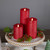 LED Flickering Flameless Textured Wax Pillar Candles - 8" - Red - Set of 3 - IMAGE 3