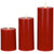 Set of 3 Flameless Solid Red Flickering LED Wax Pillar Candles 8 ...
