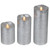 Set of 3 Brushed Silver-tone LED Flickering Flameless Pillar Candles 8" - IMAGE 4