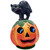 10.5” Schaller Paper Mache Black Cat on Jack-O-Lantern Halloween Candy Container - IMAGE 1