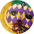 Club Pack of 96 Purple and Yellow Masks of Mardi Gras Dessert Round Plates 6.75" - IMAGE 1