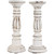 Set of 2 Antique White Pillar Candle Holders 12" - IMAGE 1