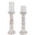 Set of 2 Antique White Pillar Candle Holders 12" - IMAGE 3