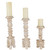 Brushed Tripod Wooden Pillar Candle Holders - 10" - Gold and White - Set of 3 - IMAGE 3