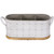 11.25" White Oval Embossed Utensil Caddy with Side Handles and Wooden Base - IMAGE 4