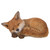 10" Brown and White Fox Pup Sleeping Outdoor Garden Statue - IMAGE 1