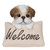 Shih Tzu with Welcome Sign Outdoor Garden Statue - 5.25" - IMAGE 1