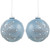 Jeweled Glitter Snowflakes Christmas Glass Ball Ornaments - 4" - French Blue - Set of 2 - IMAGE 1