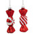 Set of 2 Shiny Red and White Glittered Candy Christmas Glass Ornaments 4" - IMAGE 3