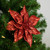 Artificial Glittered Poinsettia Christmas Floral Pick Clip-On Ornament - 9" - Red - IMAGE 2