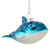 Dolphin Glittered Glass Christmas Hanging Ornament - 4.75" - Sea Blue and White - IMAGE 1