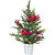 Pre-Lit LED Mixed Pine Potted Christmas Tree with Berries and Cardinals - 2' - Warm White Lights - IMAGE 1