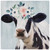 Cow with Flowers Canvas Wall Art, 17.5" x 17.5" - IMAGE 1