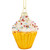 3" White and Golden Cupcake Glass Christmas Hanging Ornament - IMAGE 1