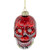 Day of the Dead Skull Head Glitter Glass Christmas Ornament - 3.5" - Red - IMAGE 1