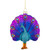Standing Glittered Peacock Glass Christmas Ornament - 4.75" - Purple and Blue - IMAGE 1