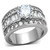 Women's Stainless Steel Engagement Ring With Rectangular and Circular Cubic Zirconia - Size 7 - IMAGE 1