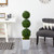 46" Boxwood Triple Ball Topiary Artificial Tree in White Planter - IMAGE 2