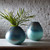 Set of 2 Bronze and Aqua Blue Glass Vases 15" - IMAGE 2