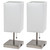 Stick Table Lamps with Rectangular Shade - 14.25" - White and Silver - Set of 2 - IMAGE 3