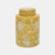 Floral Ceramic Jar with Lid - Yellow and White - 9" - IMAGE 1