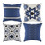 Aztec Throw Pillow Covers - 18" - Blue and White - Set of 4 - IMAGE 1