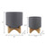 Matte Finish Speckled Ceramic Planters on Stand - 12" - Gray - Set of 2