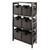 7 Piece Storage Shelf with Foldable Woven Baskets - 42" - Espresso and Chocolate - IMAGE 5