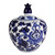 Floral Pattern with Finial Porcelain Ginger Jar - 10" - Blue and White - IMAGE 1