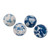 Floral Ceramic Orb Decorations - 4" - White and Blue - Set of 4 - IMAGE 1