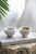 Round Marble Bowls with Stand - 4" - White - Set of 2