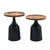 Retro Round Side Tables with Metal Base - 19.5" - Black and Brown - 2ct - IMAGE 1