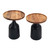 Retro Round Side Tables with Metal Base - 19.5" - Black and Brown - 2ct - IMAGE 5