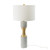 Cement Decorative Table Lamp with Drum Shade - 30" - White and Gold - IMAGE 1
