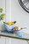 Boat-Shaped Marble-Style Aluminum Bowl - 8.5" - Blue and Gold - Set of 2 - IMAGE 2