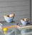 Boat-Shaped Marble-Style Aluminum Bowl - 8.5" - Blue and Gold - Set of 2 - IMAGE 3