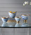 Boat-Shaped Marble-Style Aluminum Bowl - 8.5" - Blue and Gold - Set of 2 - IMAGE 5