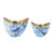 Boat-Shaped Marble-Style Aluminum Bowl - 8.5" - Blue and Gold - Set of 2