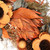 Shaved Wood Sunflowers and Wheat Small Artificial Fall Harvest Wreath - 12" - Unlit