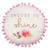 9.75" White and Pink Round Embroidered Easter Throw Pillow with Pom Poms - IMAGE 1