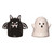 Set of 2 Bat and Ghost Halloween Salt and Pepper Shakers 3.5" - IMAGE 1