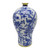 Chinoiserie Floral and Bird Curved Porcelain Vase - 18" - Blue and White - IMAGE 1